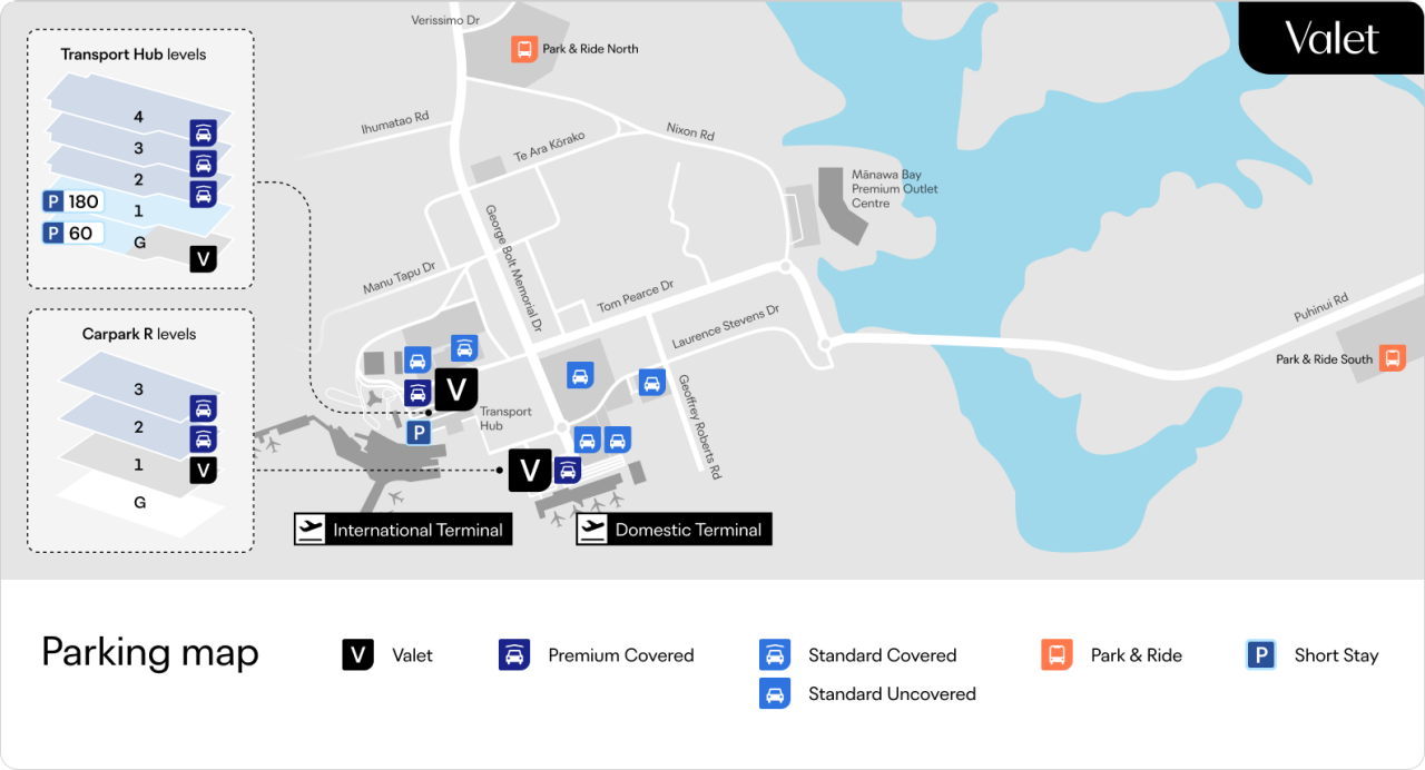 map showing parking at the airport